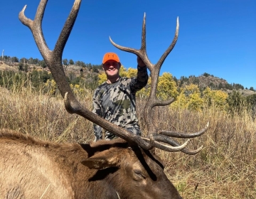 Hunter with his 6x6 bull elk